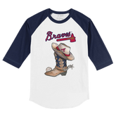 Atlanta Braves Cowboy Boot 3/4 Navy Blue Sleeve Raglan