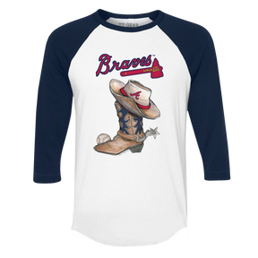 Atlanta Braves Cowboy Boot 3/4 Navy Blue Sleeve Raglan