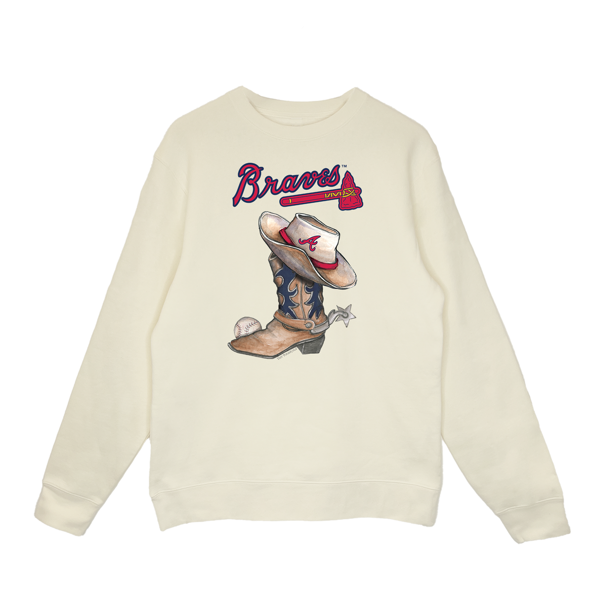Atlanta Braves Cowboy Boot Crewneck Sweatshirt