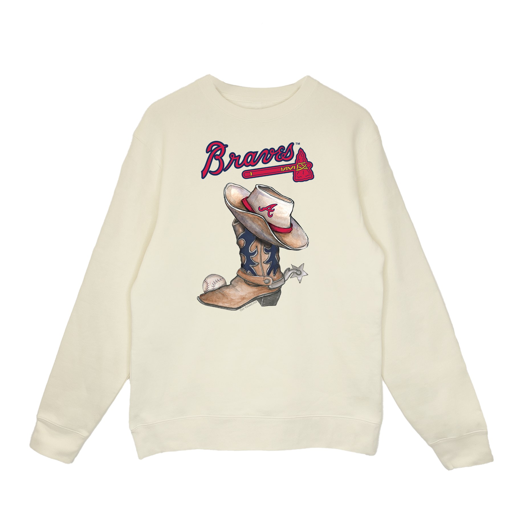Atlanta Braves Cowboy Boot Crewneck Sweatshirt