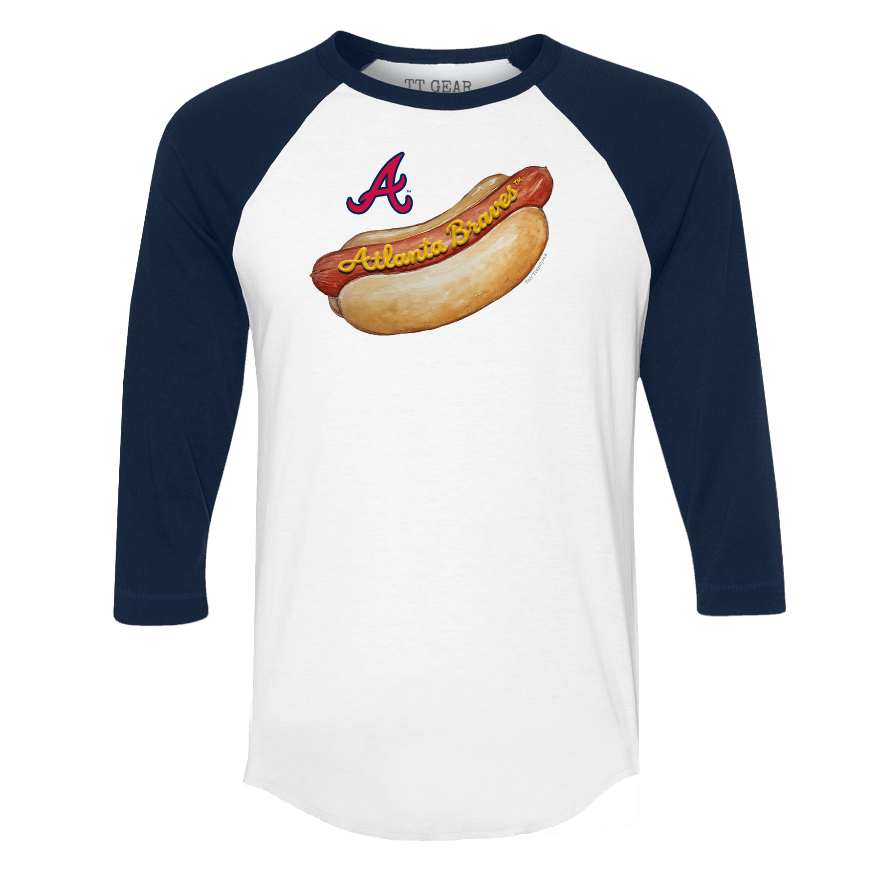 Atlanta Braves Hot Dog 3/4 Navy Blue Sleeve Raglan