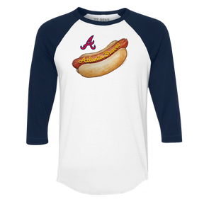 Atlanta Braves Hot Dog 3/4 Navy Blue Sleeve Raglan