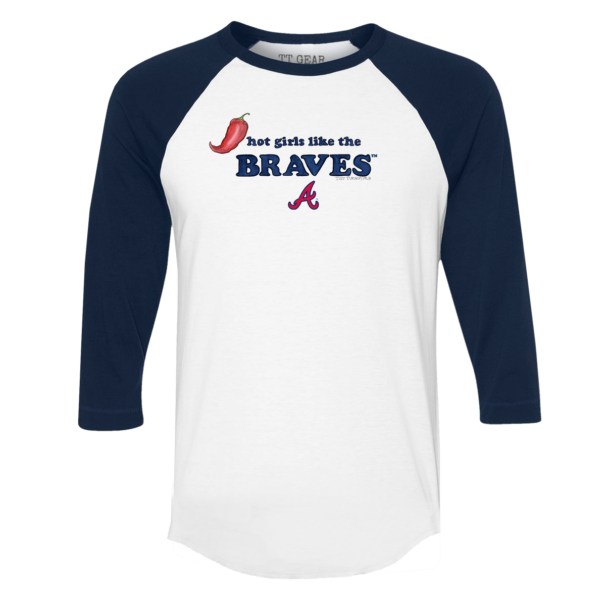 Atlanta Braves Hot Girls 3/4 Navy Blue Sleeve Raglan