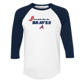 Atlanta Braves Hot Girls 3/4 Navy Blue Sleeve Raglan