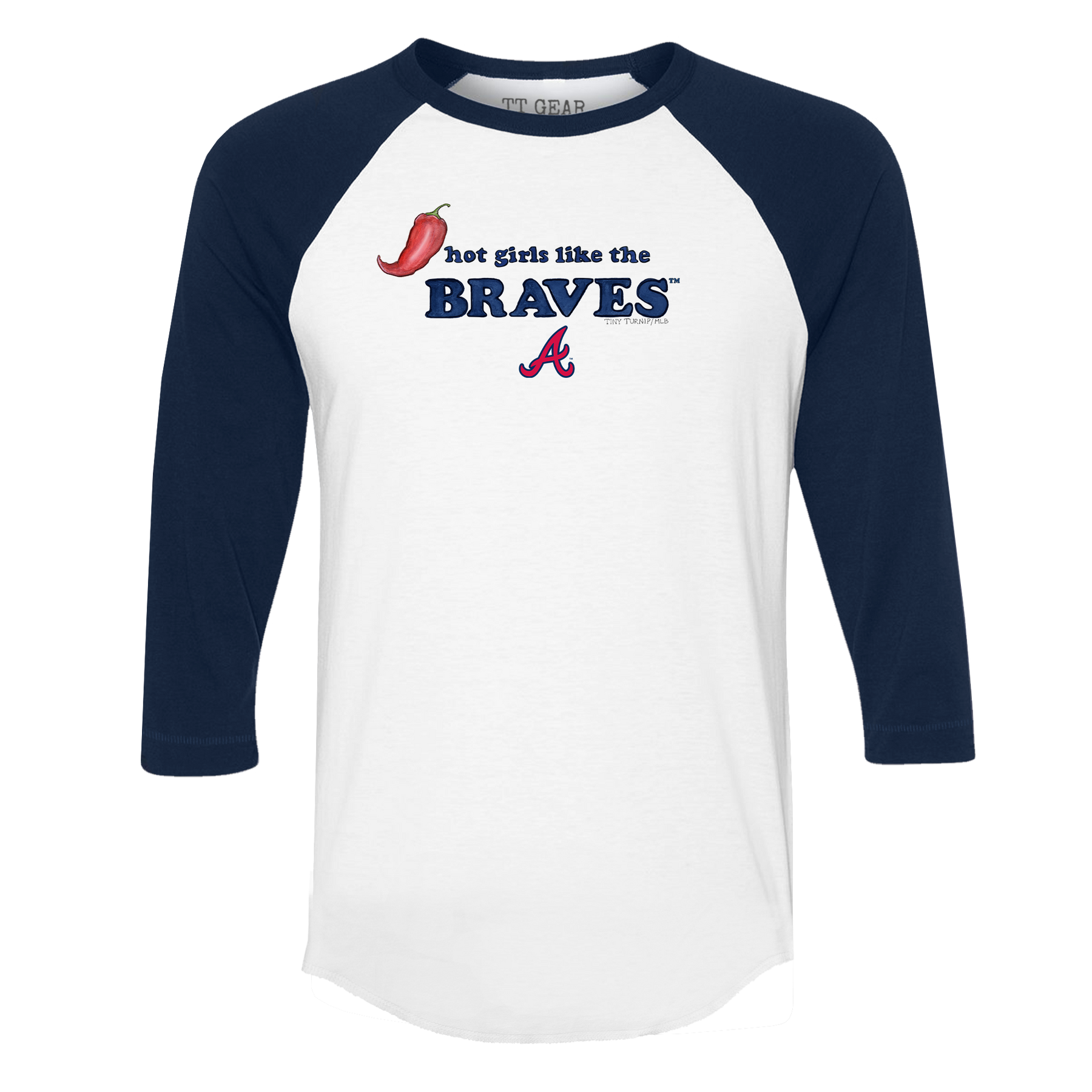 Atlanta Braves Hot Girls 3/4 Navy Blue Sleeve Raglan