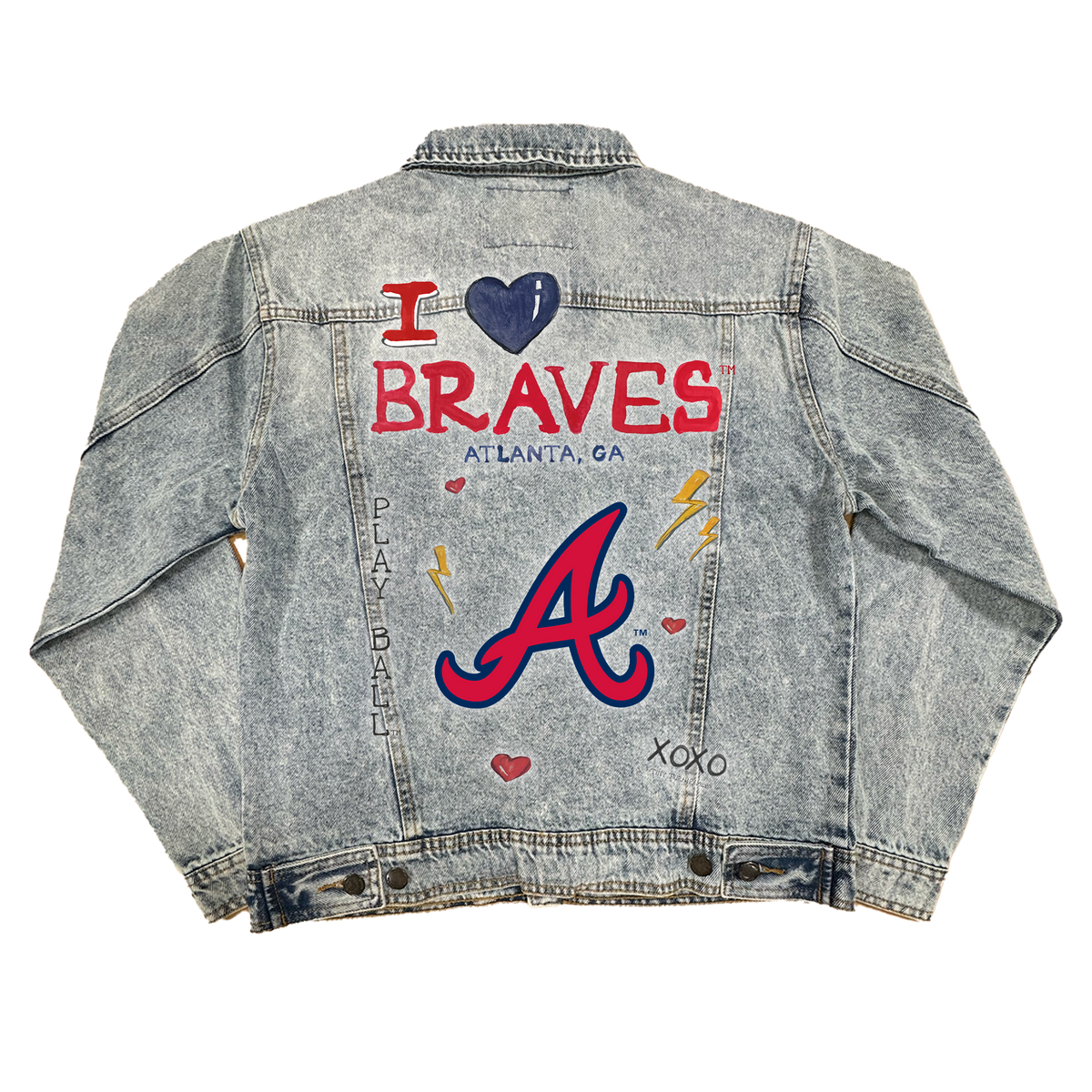 I Heart Braves Boyfriend Denim Jacket - Tiny Turnip