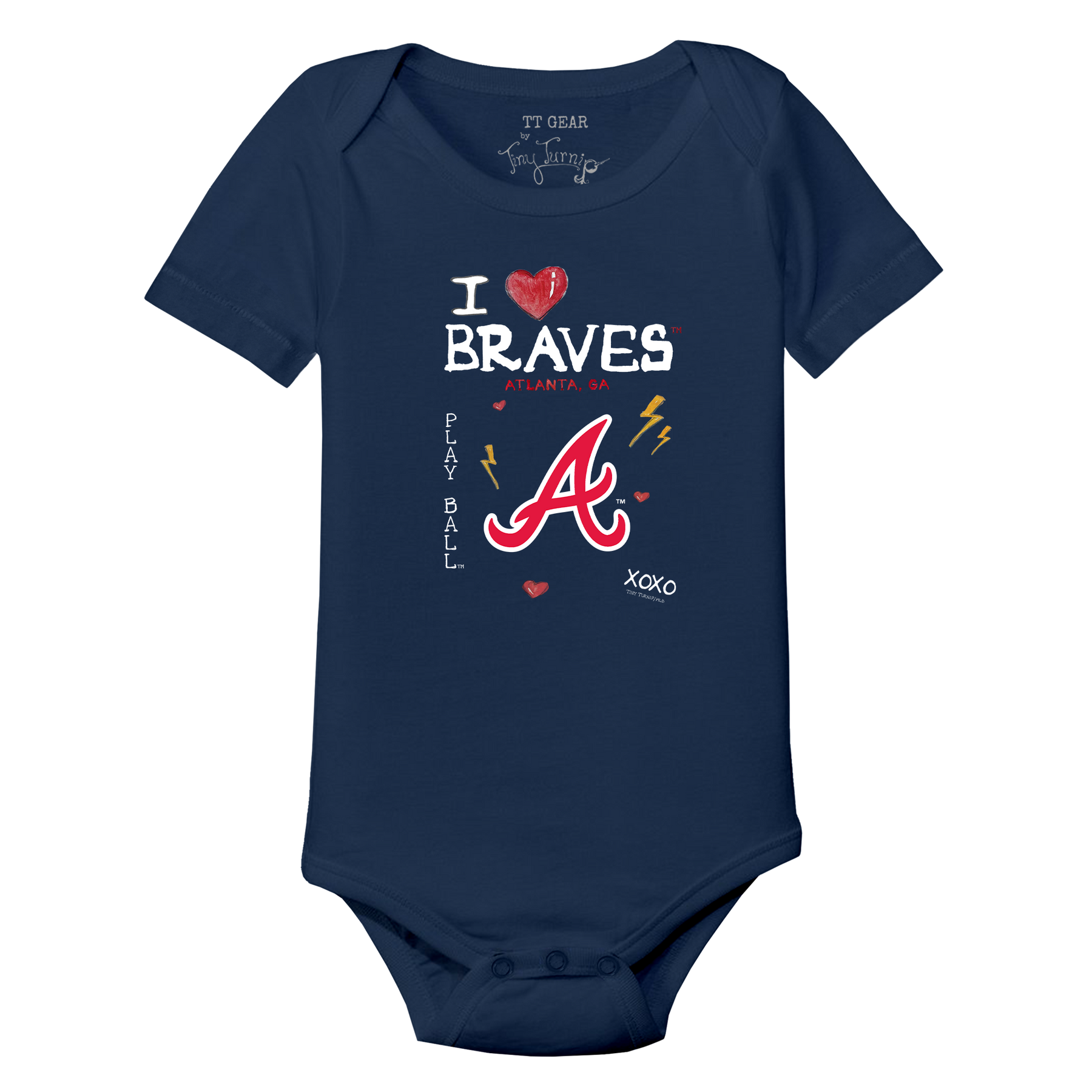 I Heart Braves Short Sleeve Snapper - Tiny Turnip