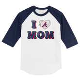 Atlanta Braves I Love Mom 3/4 Navy Blue Sleeve Raglan