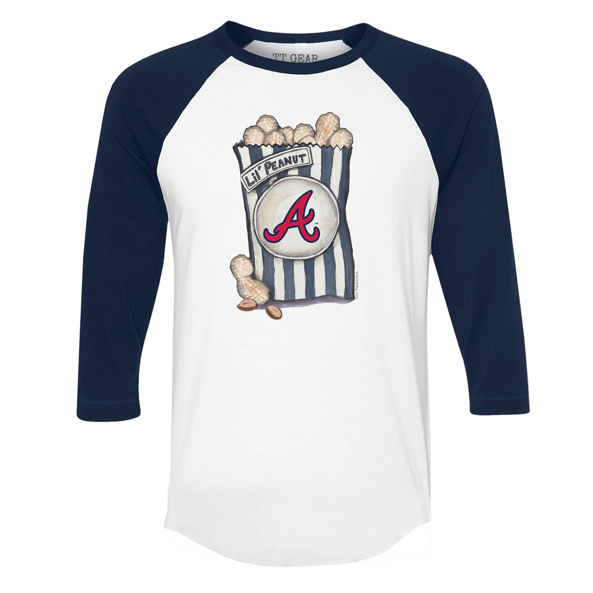 Atlanta Braves Lil' Peanut 3/4 Navy Blue Sleeve Raglan