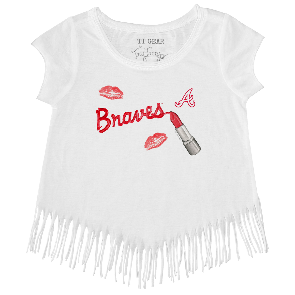 Atlanta Braves Lipstick Fringe Tee - Tiny Turnip