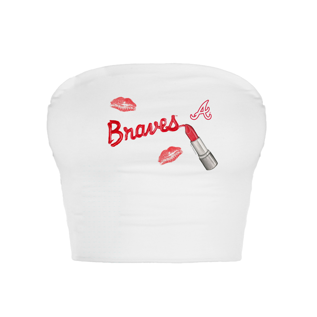 Atlanta Braves Lipstick Crop Tube Top - Tiny Turnip