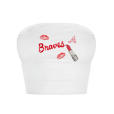 Atlanta Braves Lipstick Crop Tube Top - Tiny Turnip