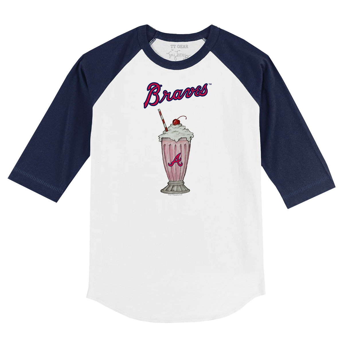 Atlanta Braves Milkshake 3/4 Navy Blue Sleeve Raglan