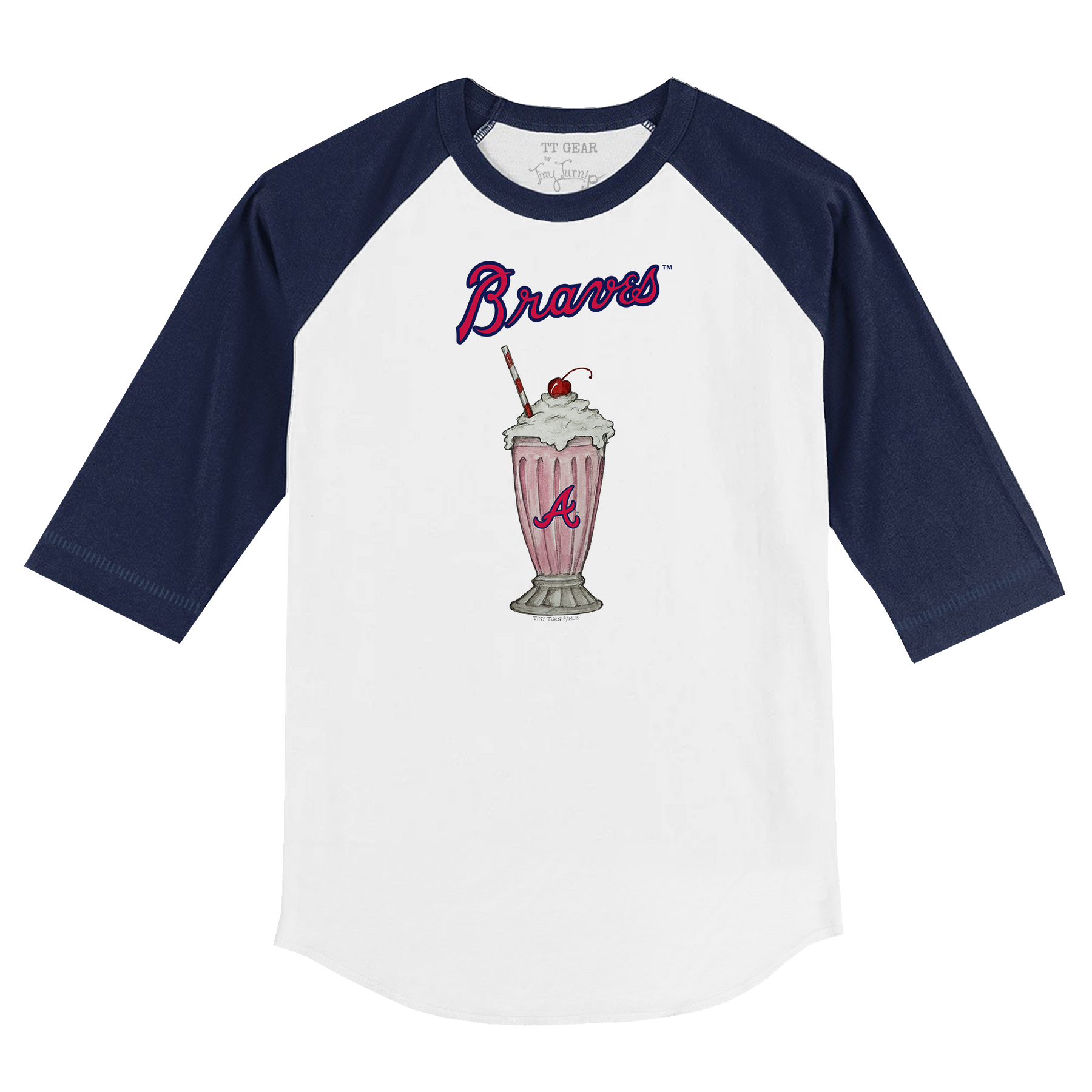 Atlanta Braves Milkshake 3/4 Navy Blue Sleeve Raglan