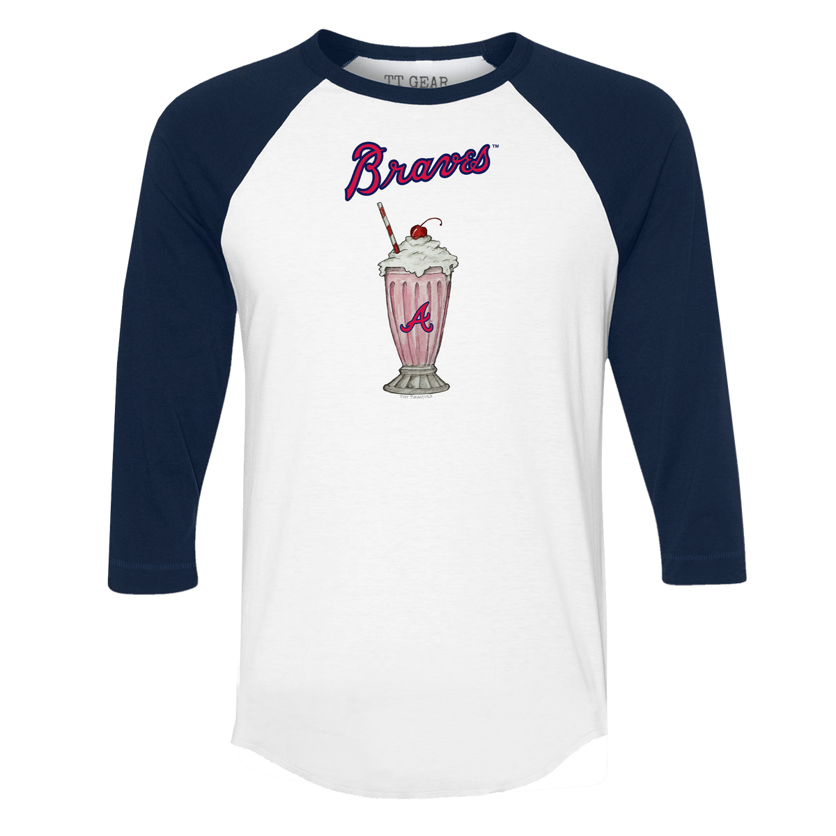 Atlanta Braves Milkshake 3/4 Navy Blue Sleeve Raglan
