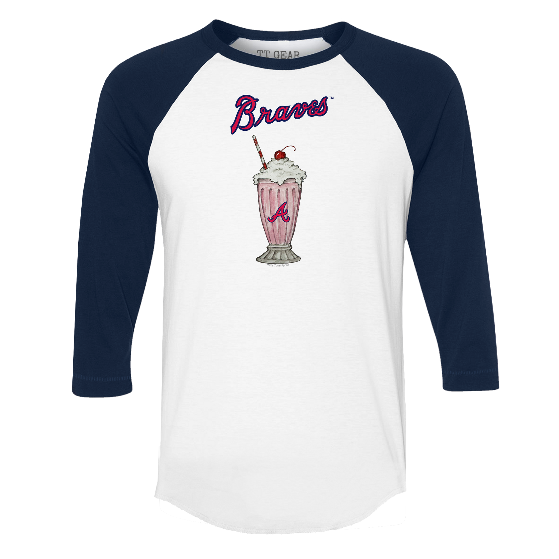Atlanta Braves Milkshake 3/4 Navy Blue Sleeve Raglan
