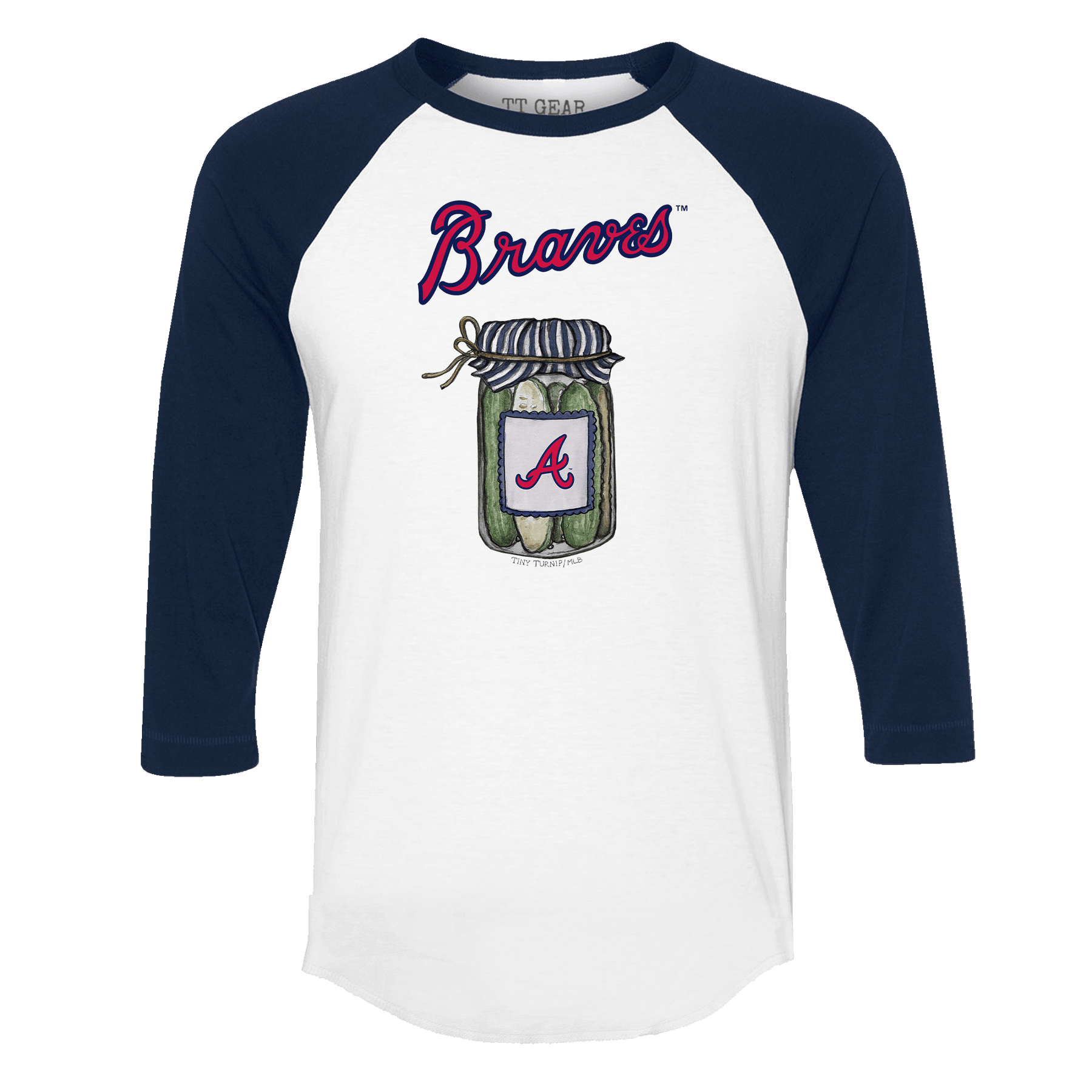Atlanta Braves Pickle Jar 3/4 Navy Blue Sleeve Raglan