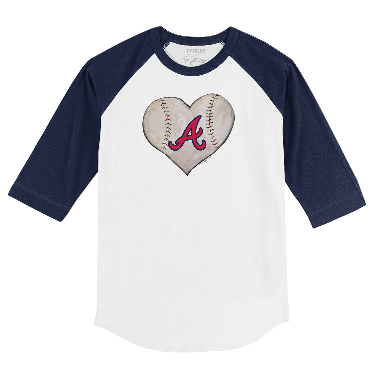Atlanta Braves Stitched Heart 3/4 Navy Blue Sleeve Raglan - Tiny Turnip