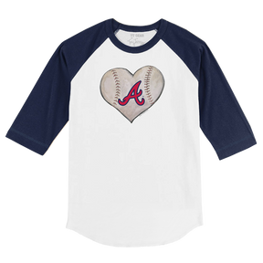 Atlanta Braves Stitched Heart 3/4 Navy Blue Sleeve Raglan - Tiny Turnip