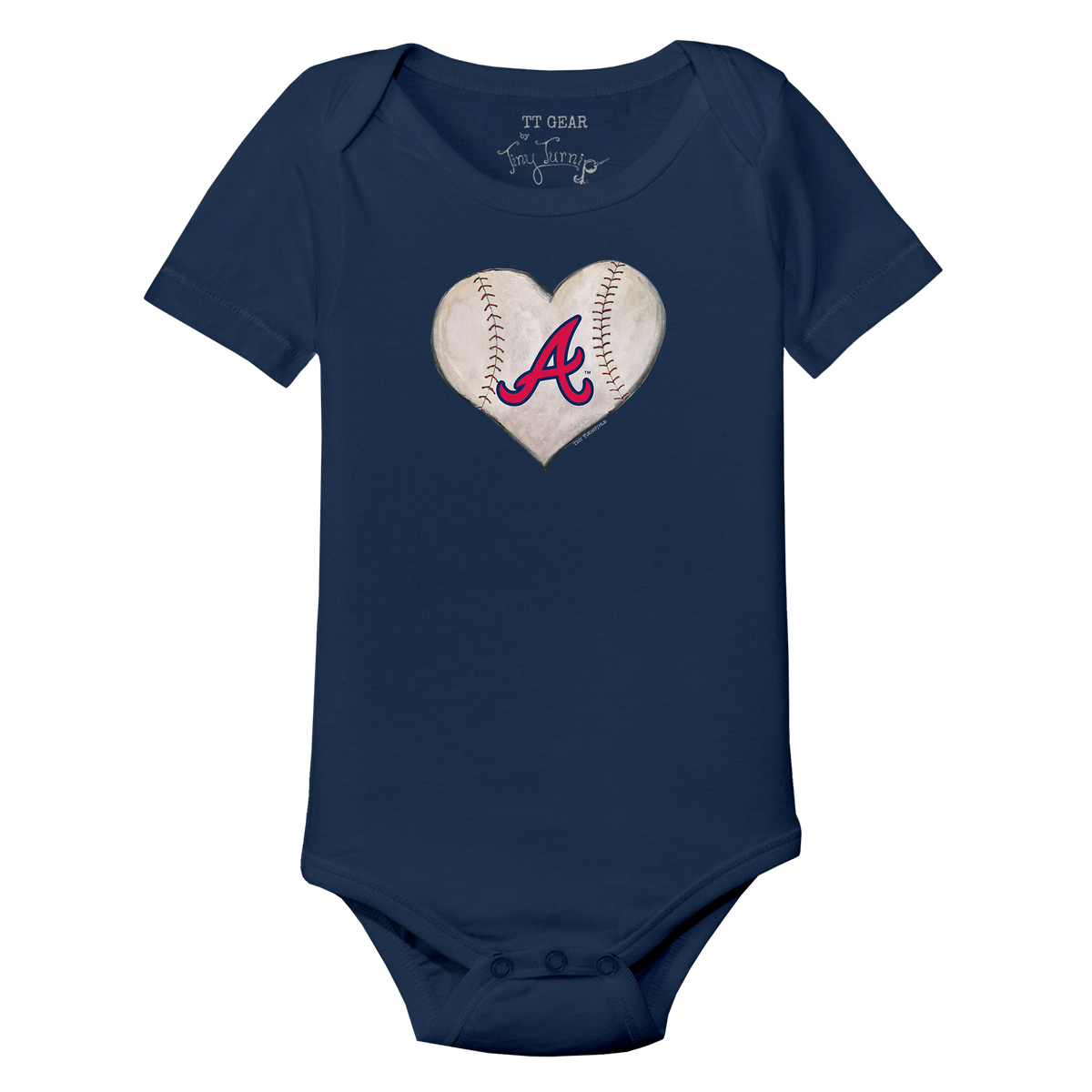 Atlanta Braves Stitched Heart Short Sleeve Snapper - Tiny Turnip