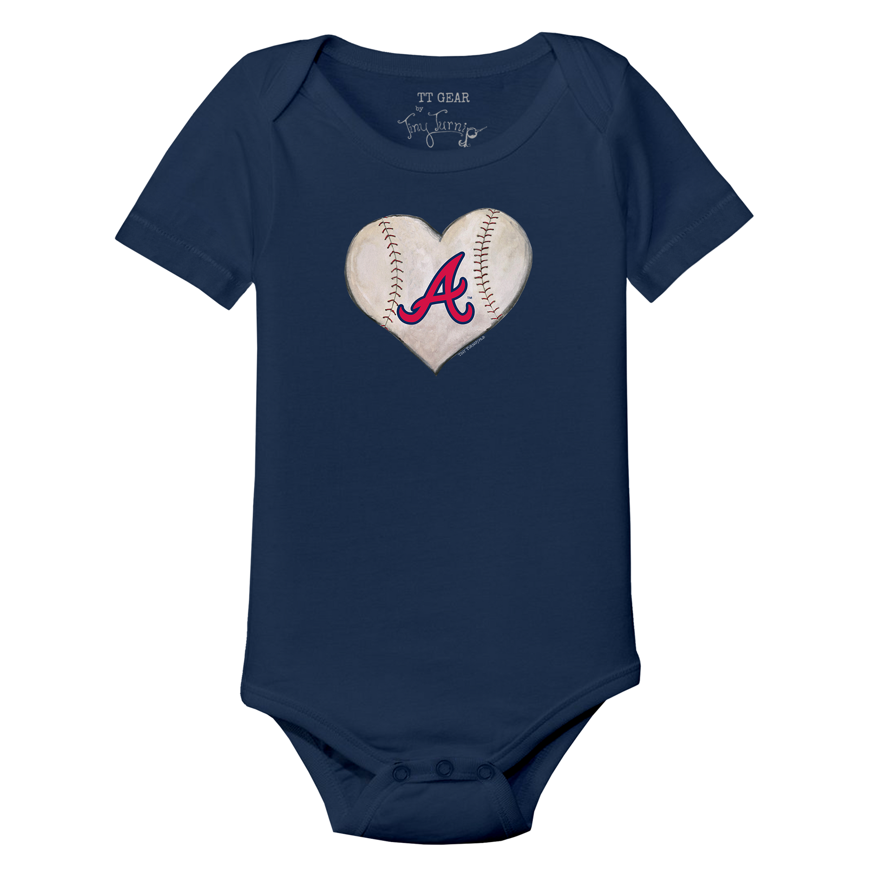 Atlanta Braves Stitched Heart Short Sleeve Snapper - Tiny Turnip