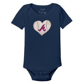 Atlanta Braves Stitched Heart Short Sleeve Snapper - Tiny Turnip