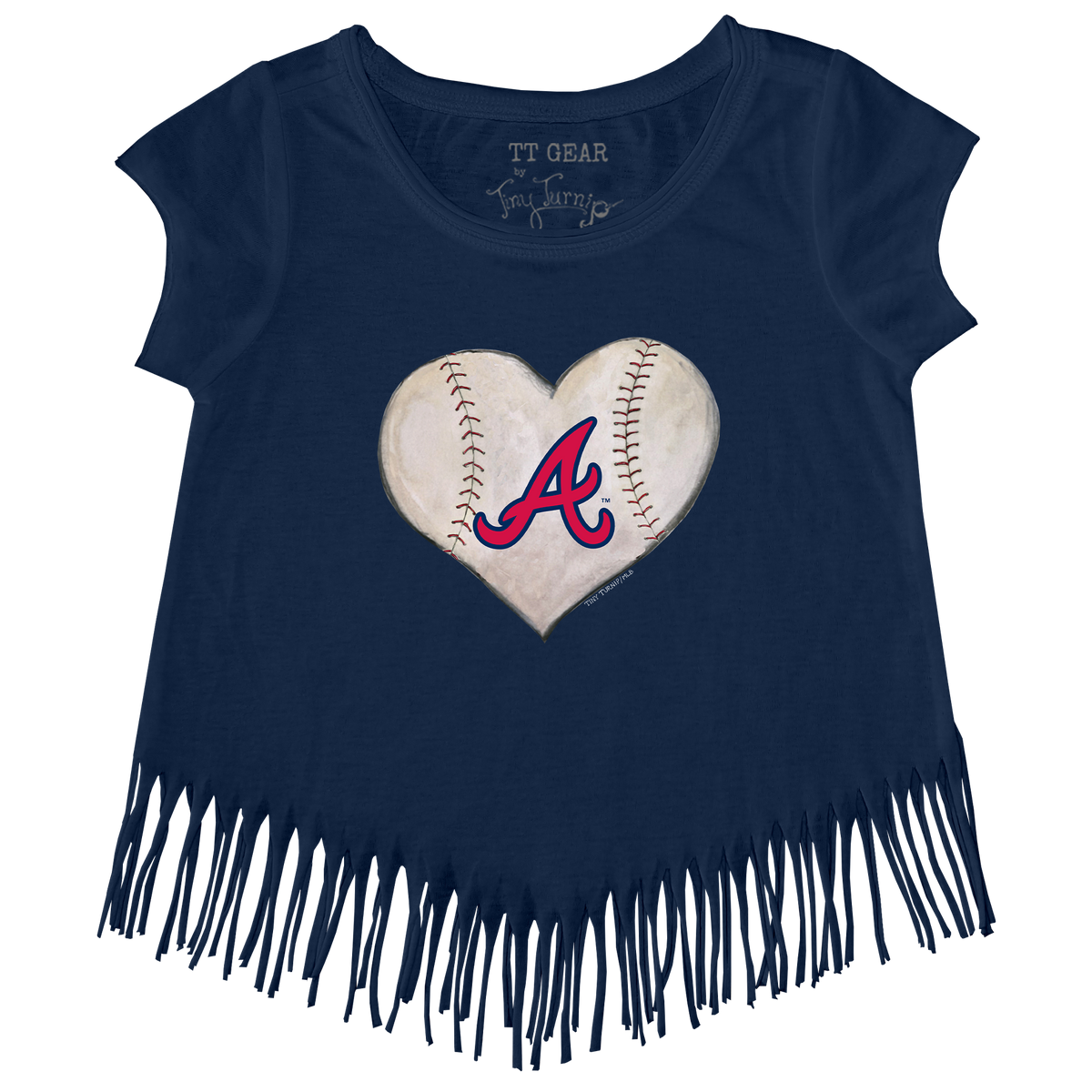 Atlanta Braves Stitched Heart Fringe Tee - Tiny Turnip