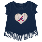 Atlanta Braves Stitched Heart Fringe Tee - Tiny Turnip