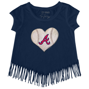 Atlanta Braves Stitched Heart Fringe Tee - Tiny Turnip