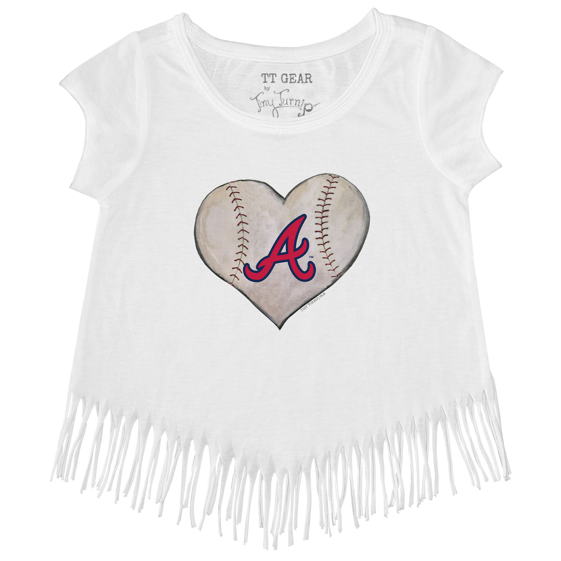 Atlanta Braves Stitched Heart Fringe Tee - Tiny Turnip
