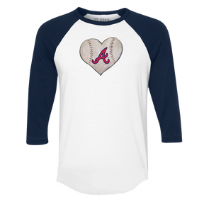 Atlanta Braves Stitched Heart 3/4 Navy Blue Sleeve Raglan - Tiny Turnip