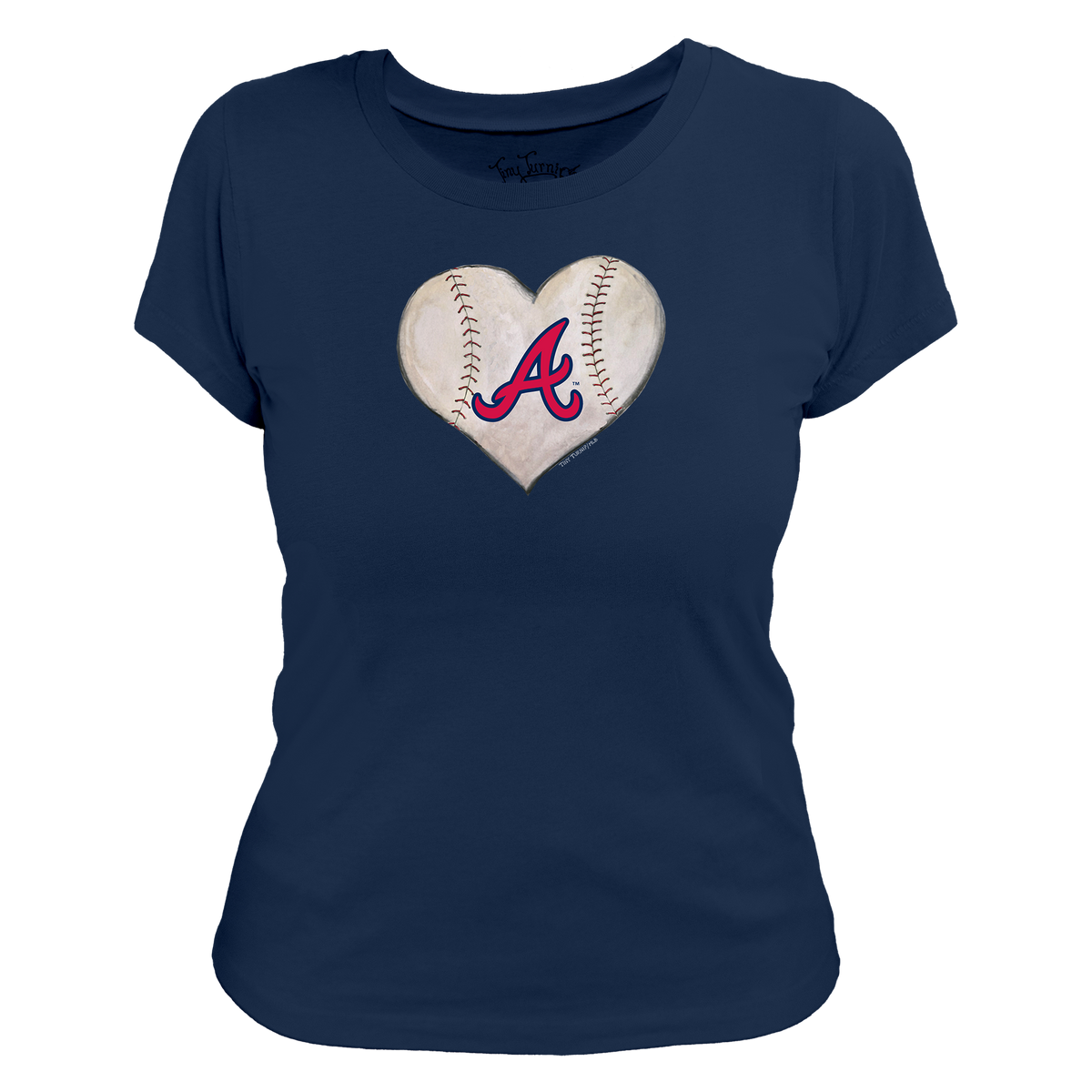 Atlanta Braves Stitched Heart Women's Tee Shirt - Tiny Turnip