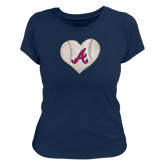 Atlanta Braves Stitched Heart Women's Tee Shirt - Tiny Turnip