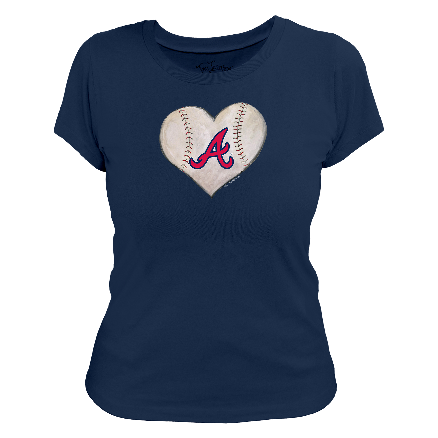Atlanta Braves Stitched Heart Women's Tee Shirt - Tiny Turnip