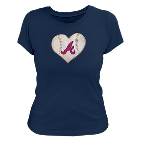 Atlanta Braves Stitched Heart Women's Tee Shirt - Tiny Turnip