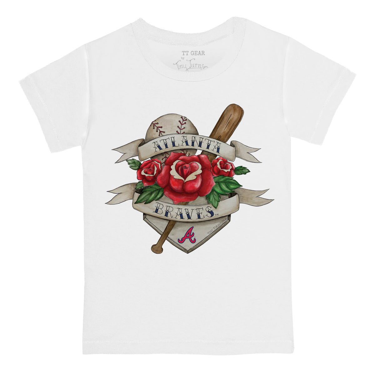 Atlanta Braves Tattoo Rose Tee Shirt