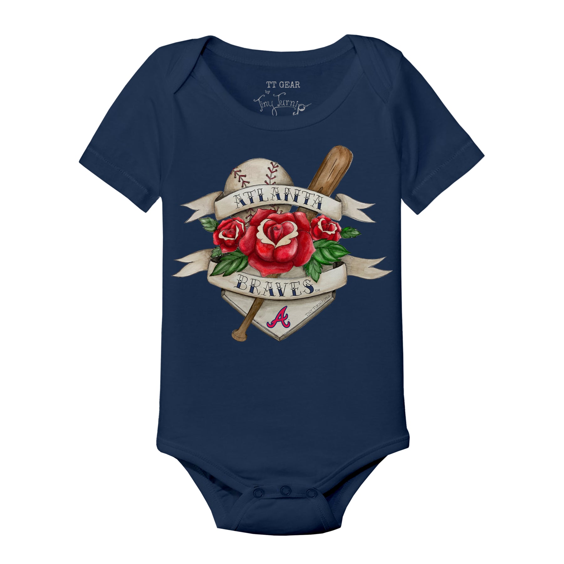 Atlanta Braves Tattoo Rose Short Sleeve Snapper