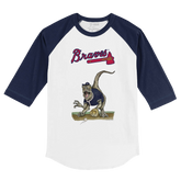 Atlanta Braves Velociraptor 3/4 Navy Blue Sleeve Raglan