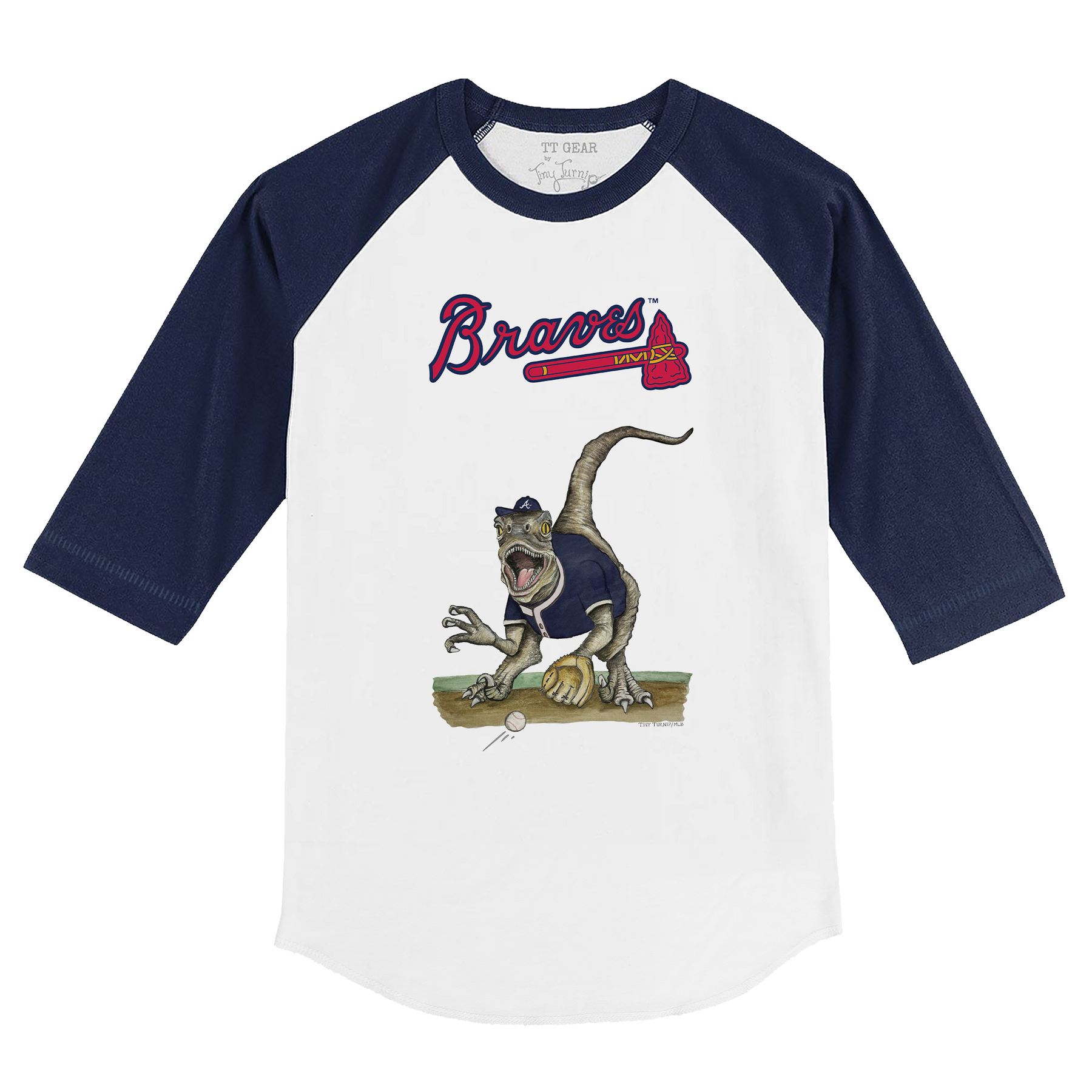 Atlanta Braves Velociraptor 3/4 Navy Blue Sleeve Raglan