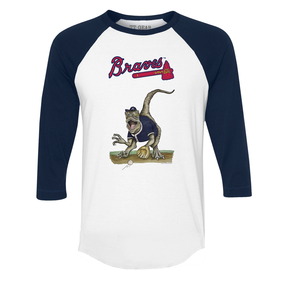 Atlanta Braves Velociraptor 3/4 Navy Blue Sleeve Raglan