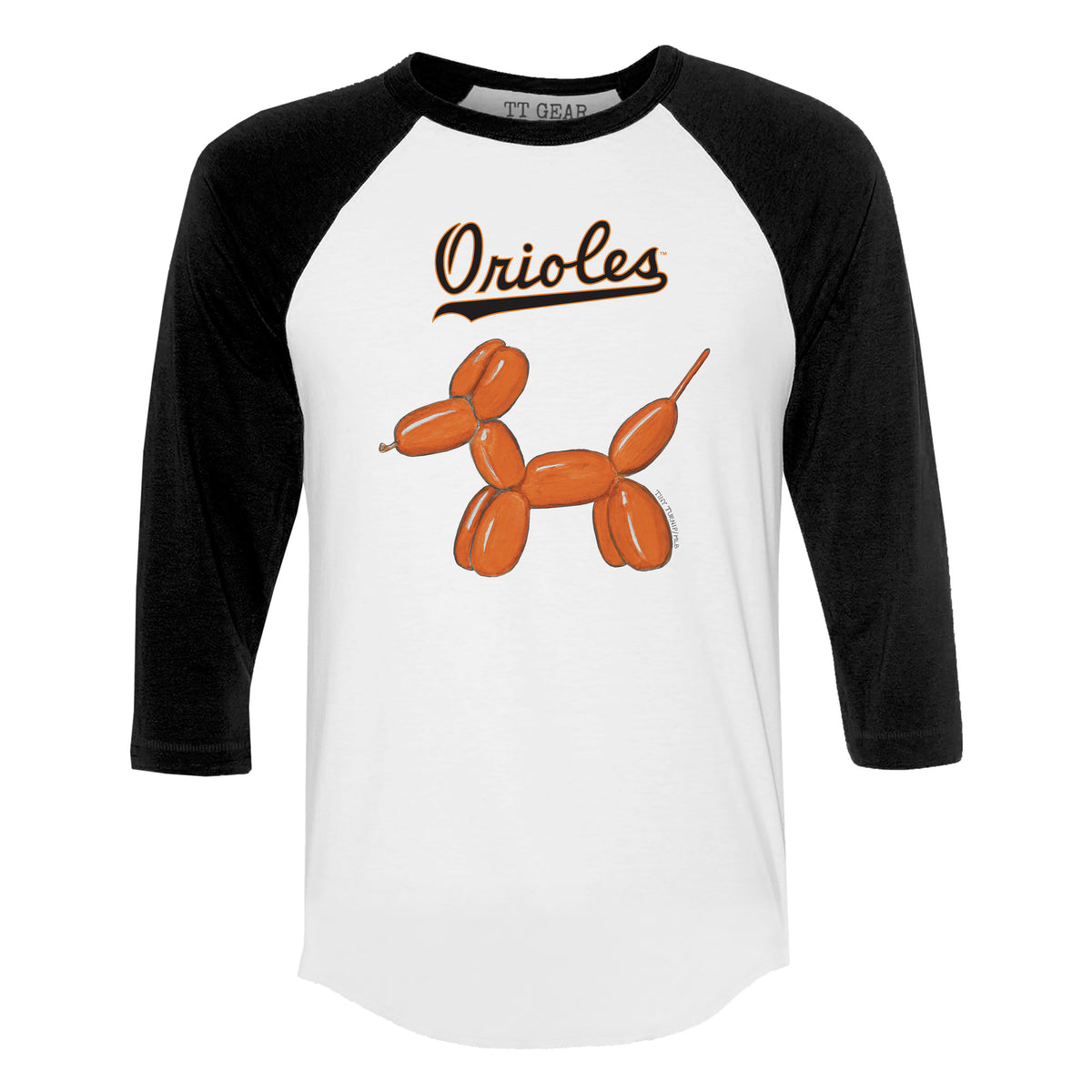 Baltimore Orioles Balloon Dog 3/4 Black Sleeve Raglan