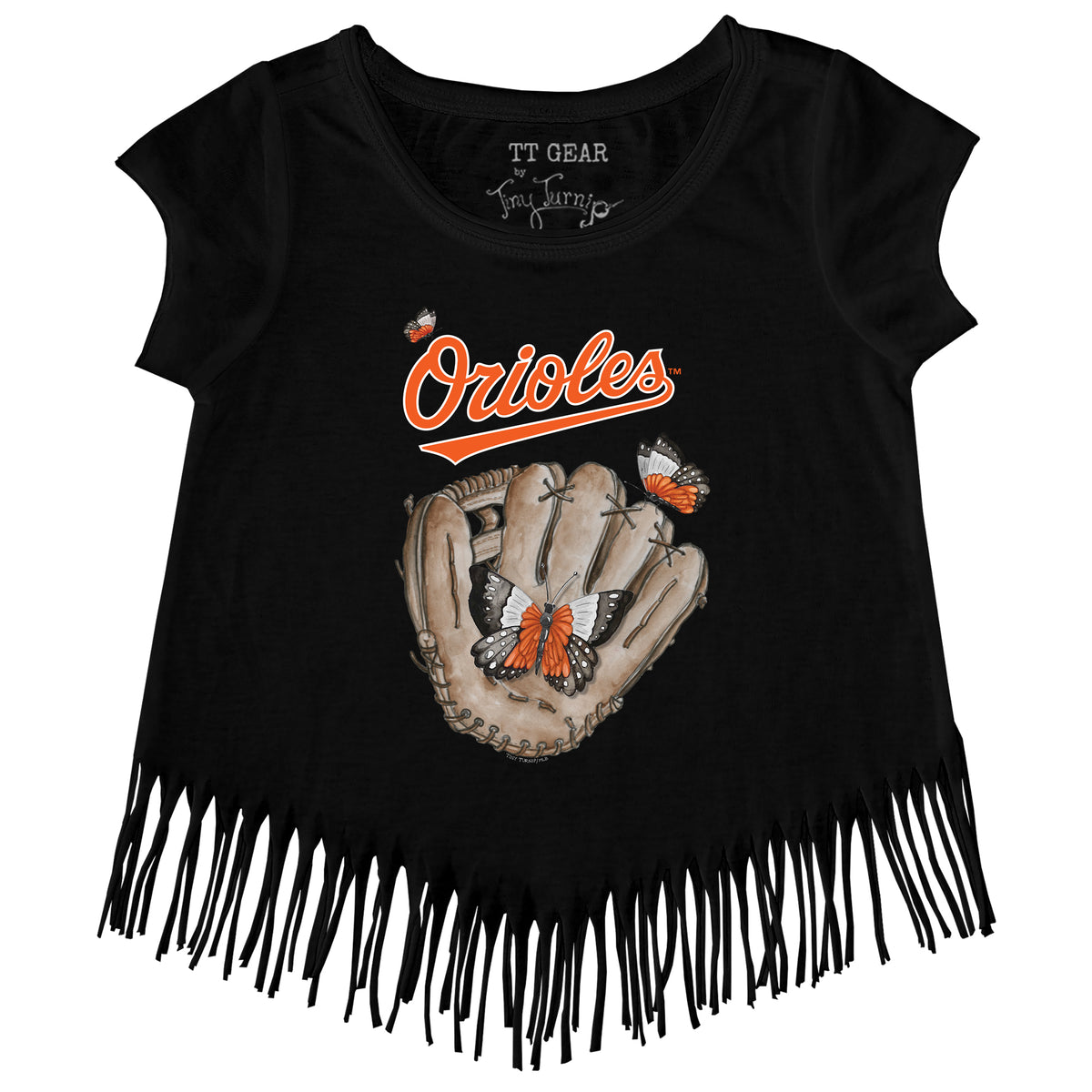 Baltimore Orioles Butterfly Glove Fringe Tee