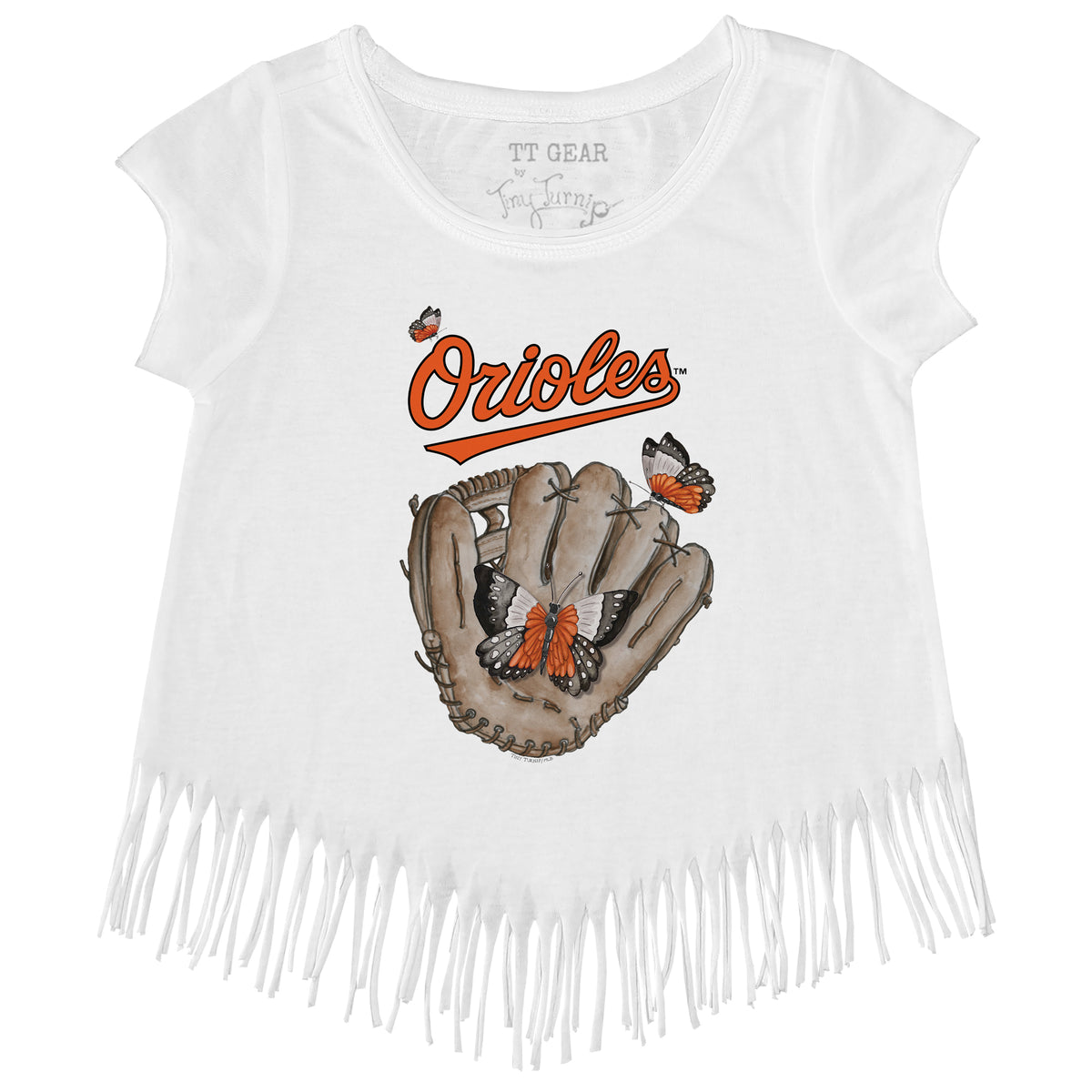 Baltimore Orioles Butterfly Glove Fringe Tee