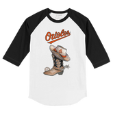 Baltimore Orioles Cowboy Boot 3/4 Black Sleeve Raglan