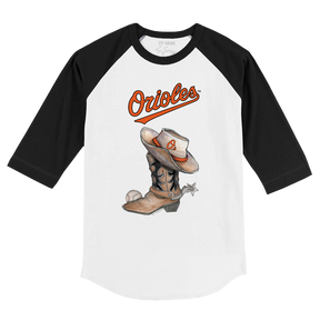 Baltimore Orioles Cowboy Boot 3/4 Black Sleeve Raglan