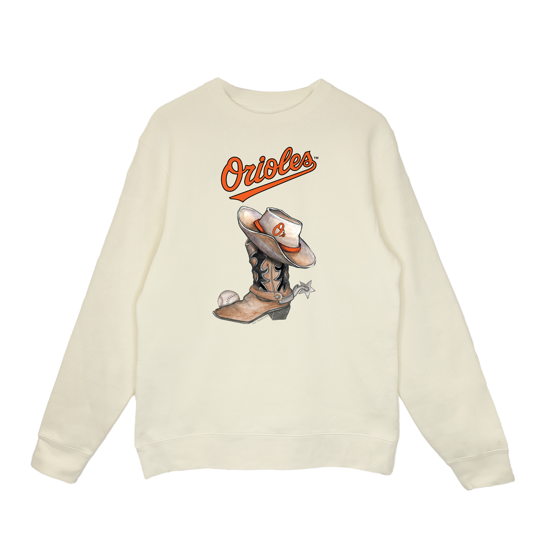 Baltimore Orioles Cowboy Boot Crewneck Sweatshirt