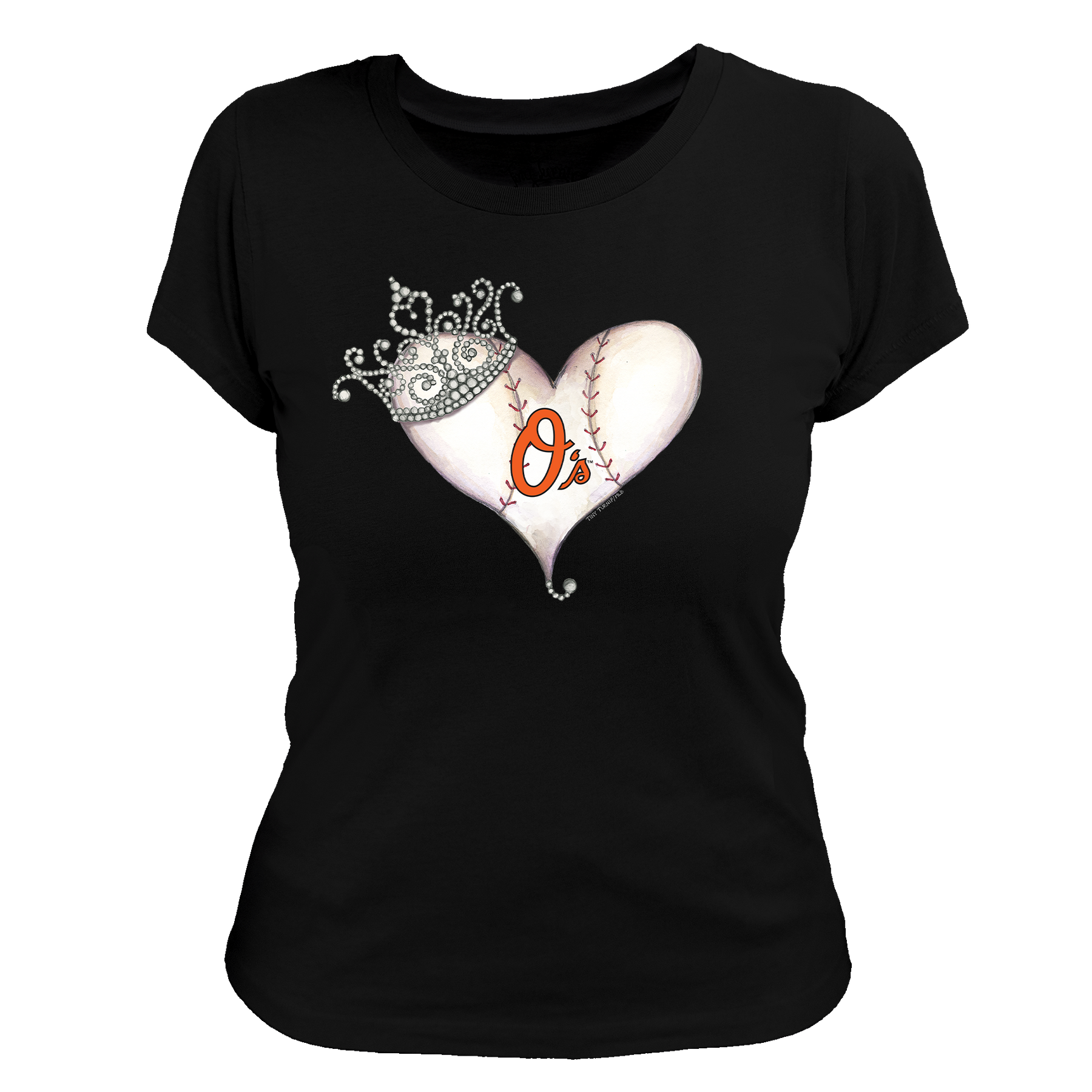 Baltimore Orioles Tiara Heart Tee Shirt - Tiny Turnip