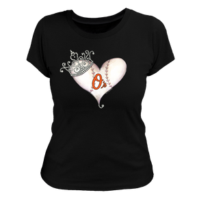 Baltimore Orioles Tiara Heart Tee Shirt - Tiny Turnip