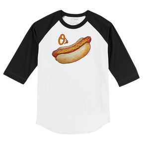 Baltimore Orioles Hot Dog 3/4 Black Sleeve Raglan