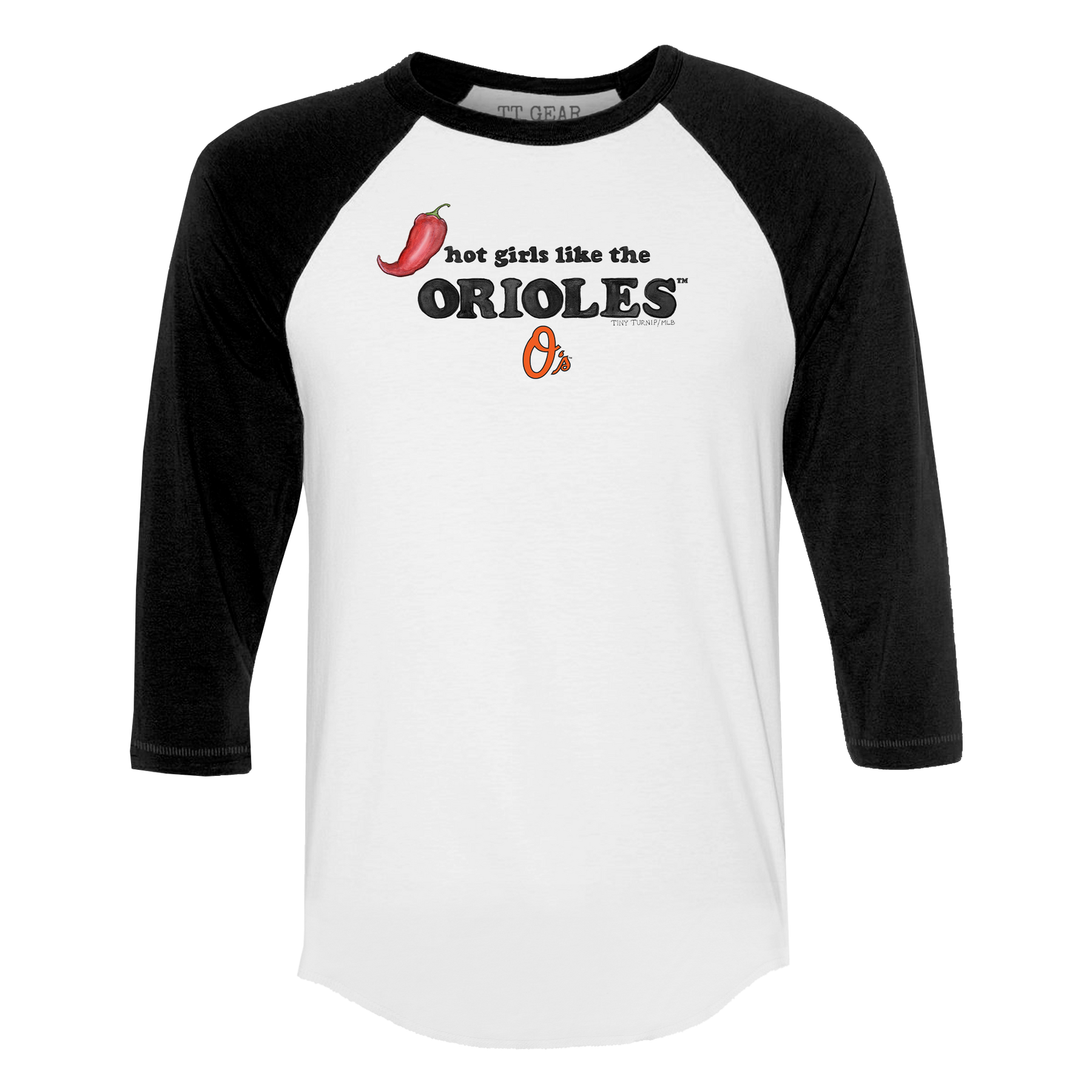 Baltimore Orioles Hot Girls 3/4 Black Sleeve Raglan